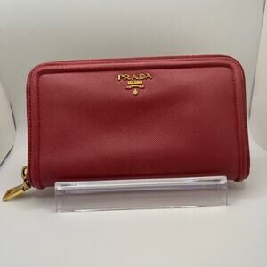 Prada pink Saffiano Leather Zippy Wallet